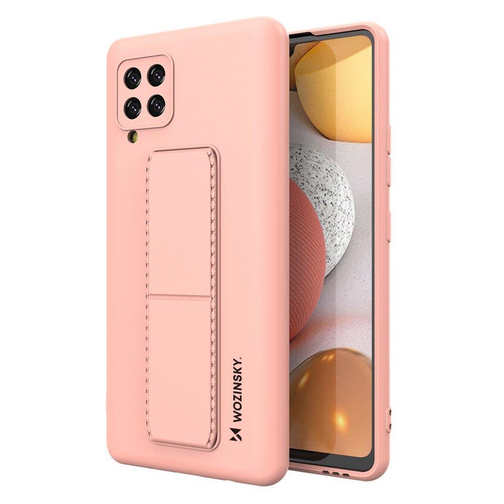 Wozinsky Kickstand-etui silikoneetui med stander Samsung Galaxy A42 5G pink