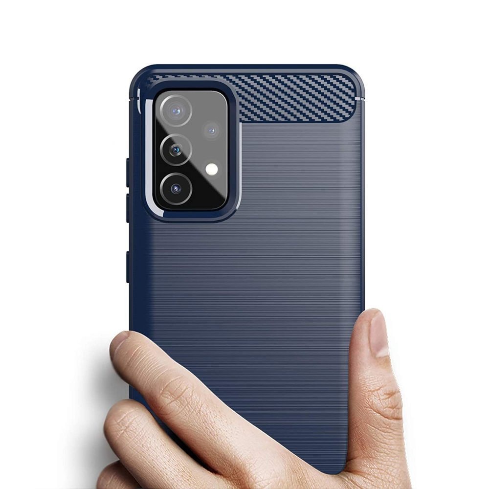Carbon Case Flexible Cover TPU Case til Samsung Galaxy A72 4G blå
