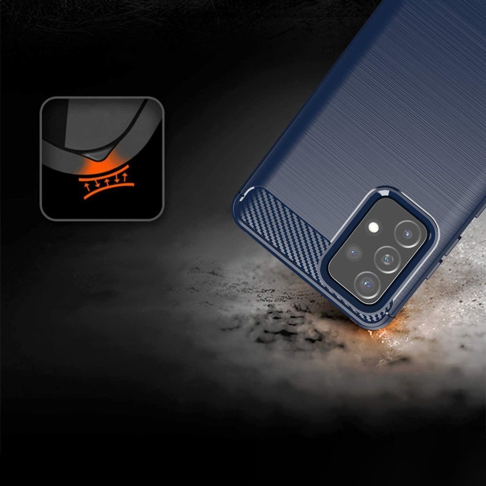 Carbon Case Flexible Cover TPU Case til Samsung Galaxy A72 4G blå