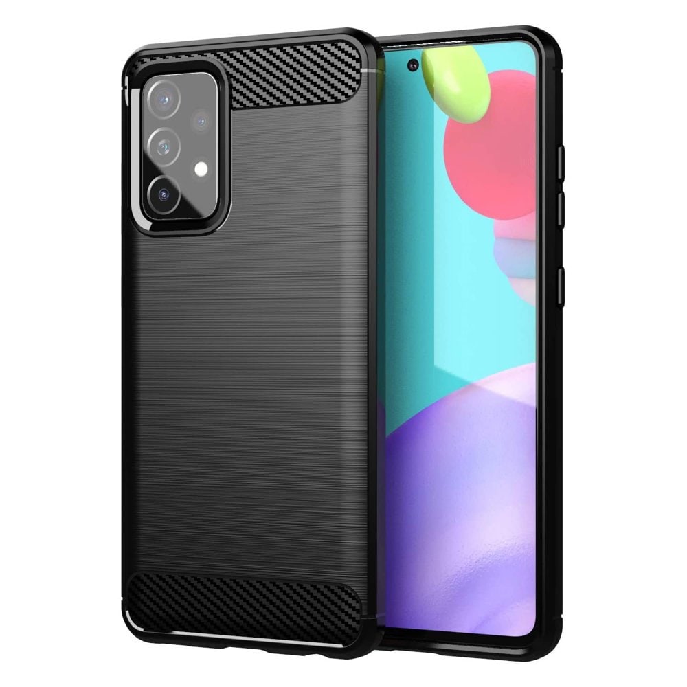 Carbon Case Flexible Cover TPU Case til Samsung Galaxy A72 4G sort