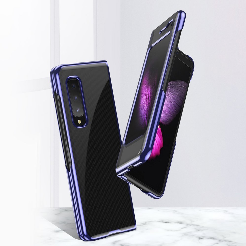 Plating Case hard case Electroplating frame Cover for Samsung Galaxy Fold blue