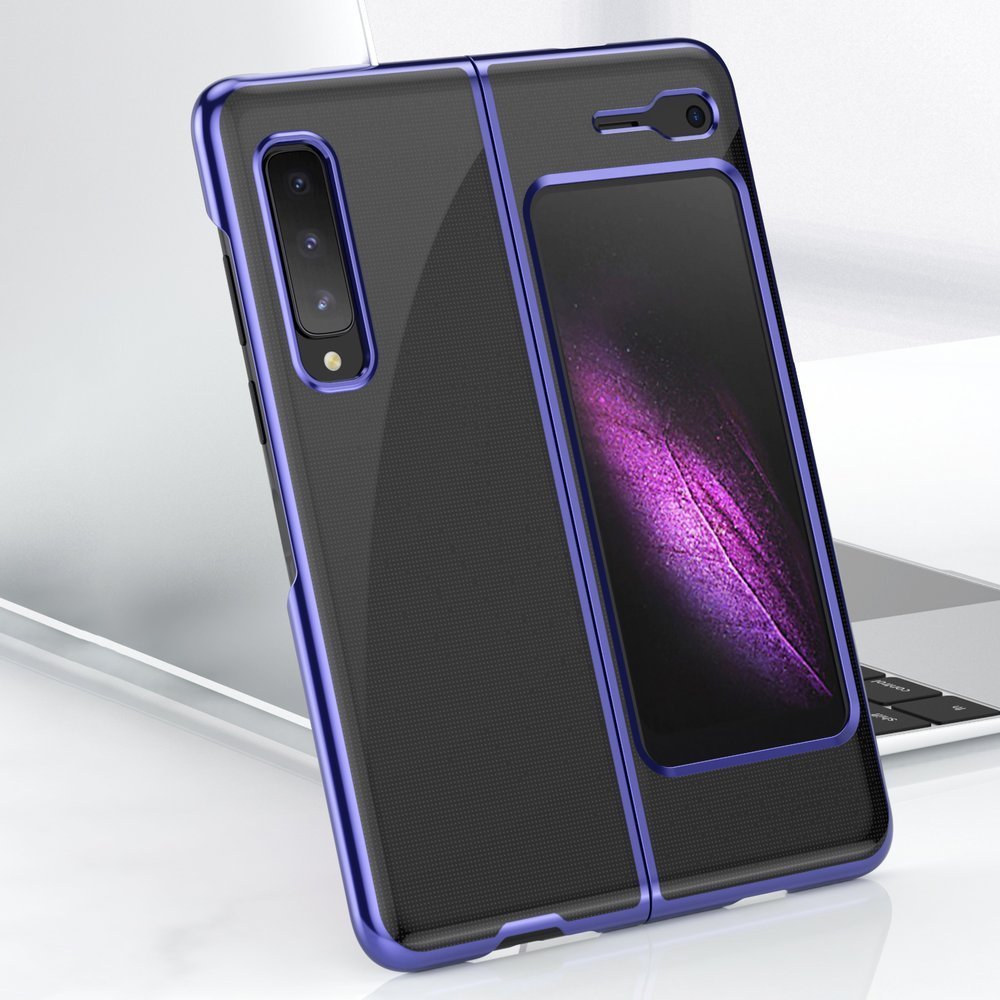 Plating Case hard case Electroplating frame Cover for Samsung Galaxy Fold blue