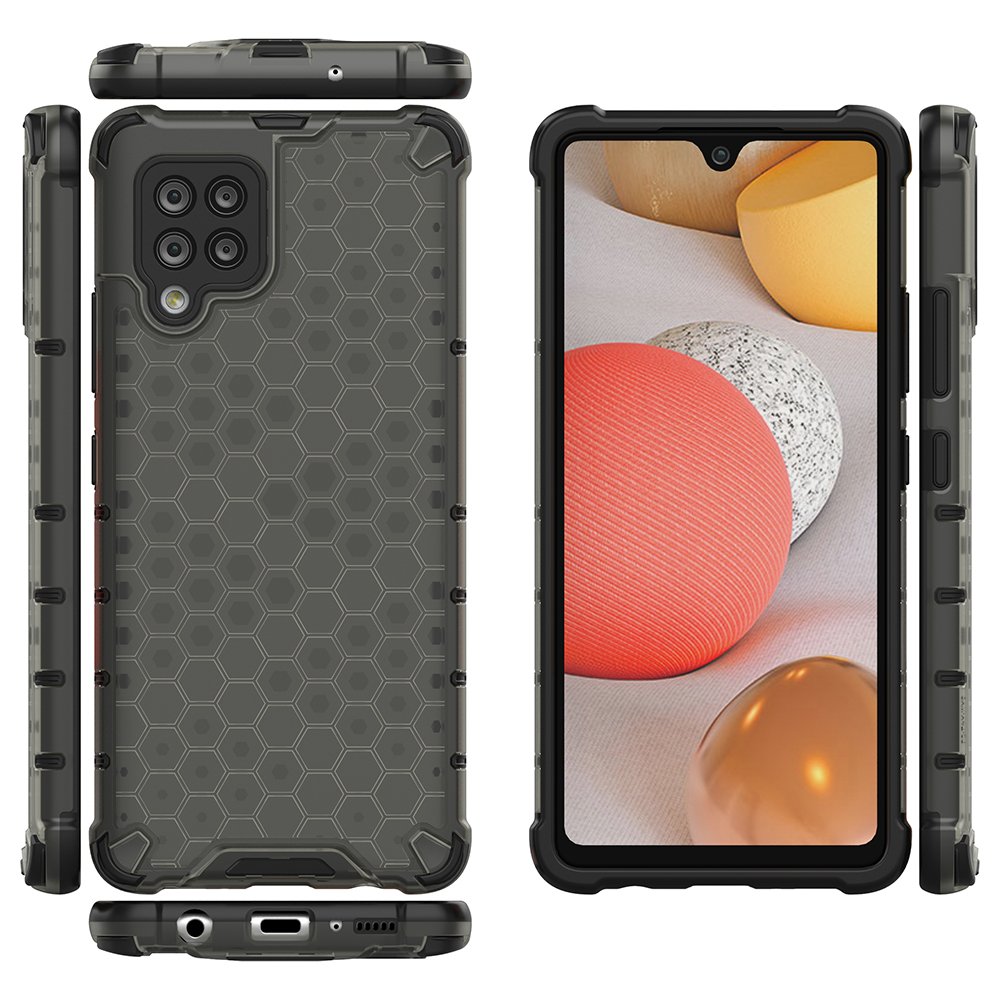 Honeycomb Case panser cover med TPU Bumper til Samsung Galaxy A42 5G sort