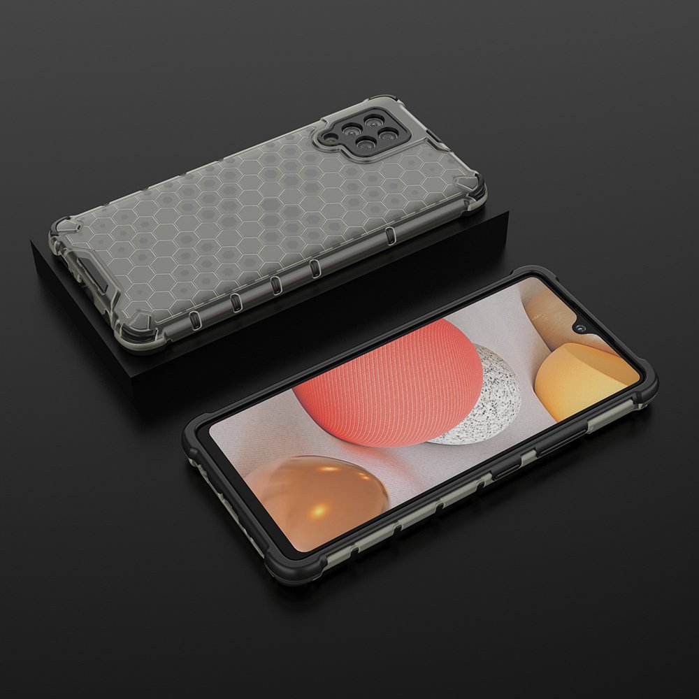 Honeycomb Case panser cover med TPU Bumper til Samsung Galaxy A42 5G sort