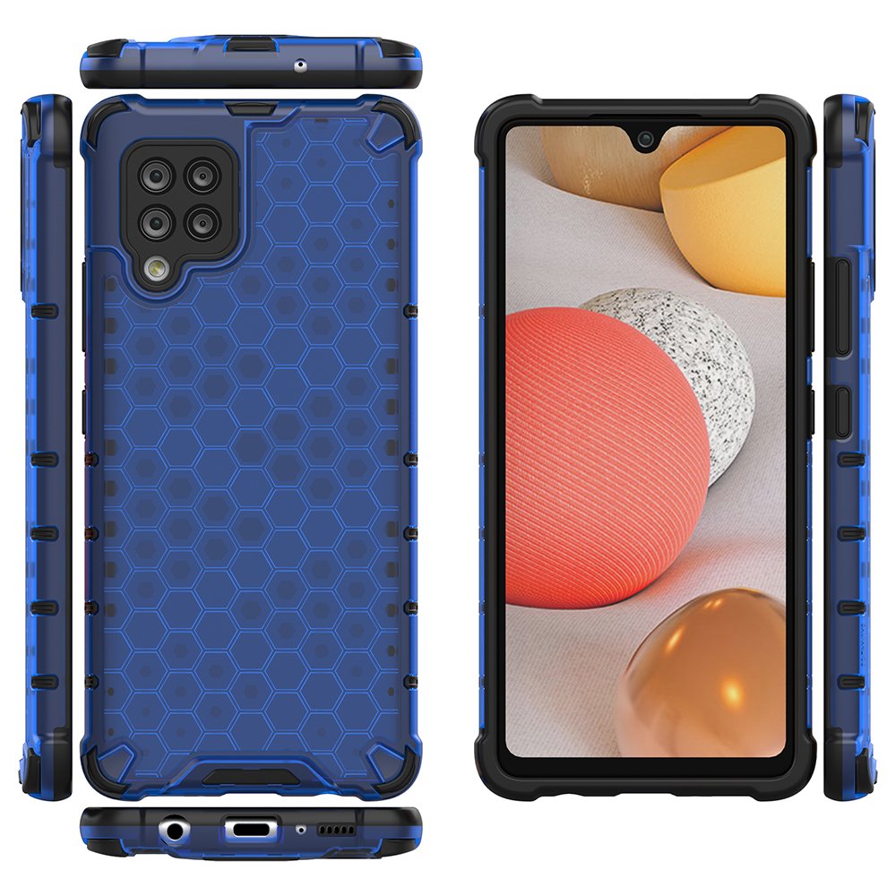 Honeycomb Case panser cover med TPU Bumper til Samsung Galaxy A42 5G blå