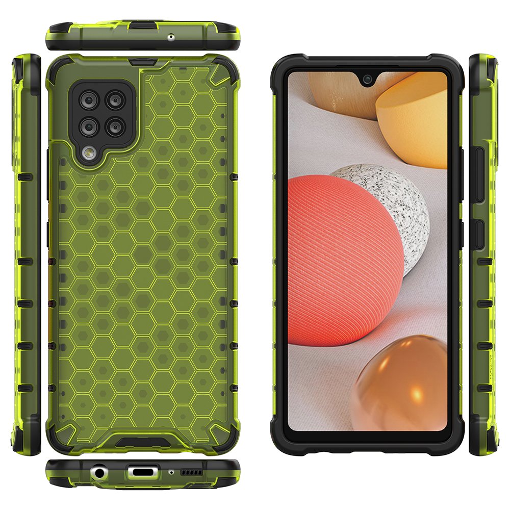 Honeycomb Case panser cover med TPU Bumper til Samsung Galaxy A42 5G grøn