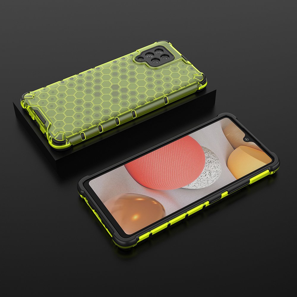 Honeycomb Case panser cover med TPU Bumper til Samsung Galaxy A42 5G grøn