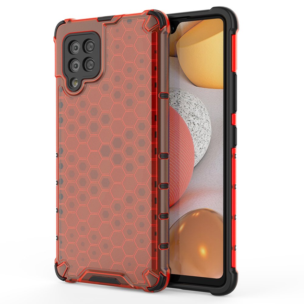 Honeycomb Case panser cover med TPU Bumper til Samsung Galaxy A42 5G rød