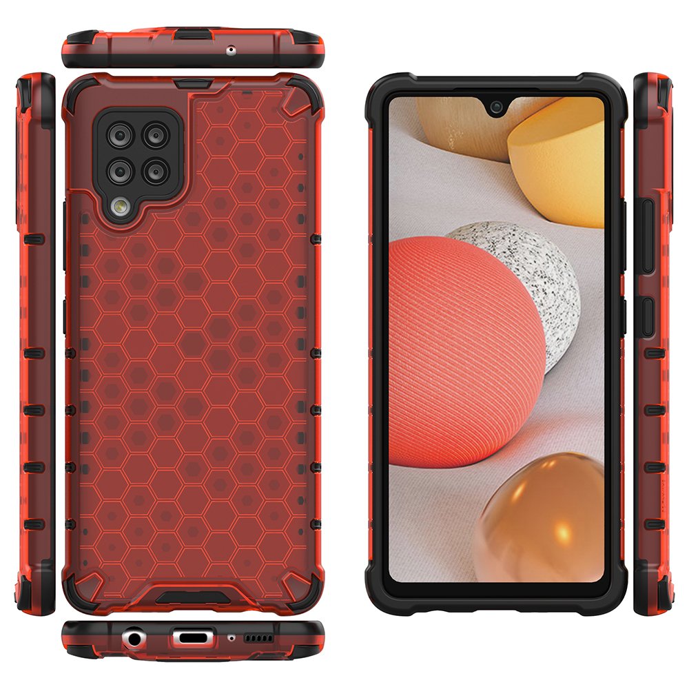 Honeycomb Case panser cover med TPU Bumper til Samsung Galaxy A42 5G rød