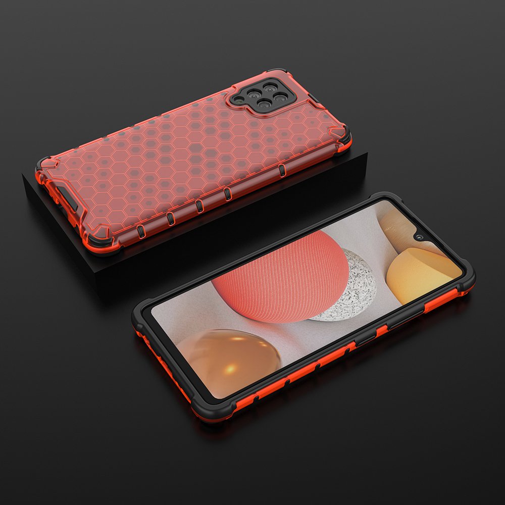 Honeycomb Case panser cover med TPU Bumper til Samsung Galaxy A42 5G rød
