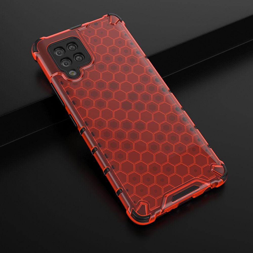 Honeycomb Case panser cover med TPU Bumper til Samsung Galaxy A42 5G rød