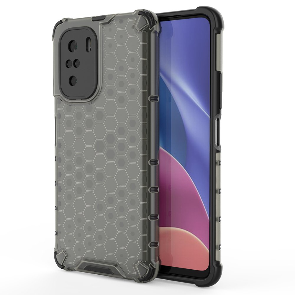Honeycomb Case panser cover med TPU Bumper til Xiaomi Redmi K40 Pro+ / K40 Pro / K40 / Poco F3 sort
