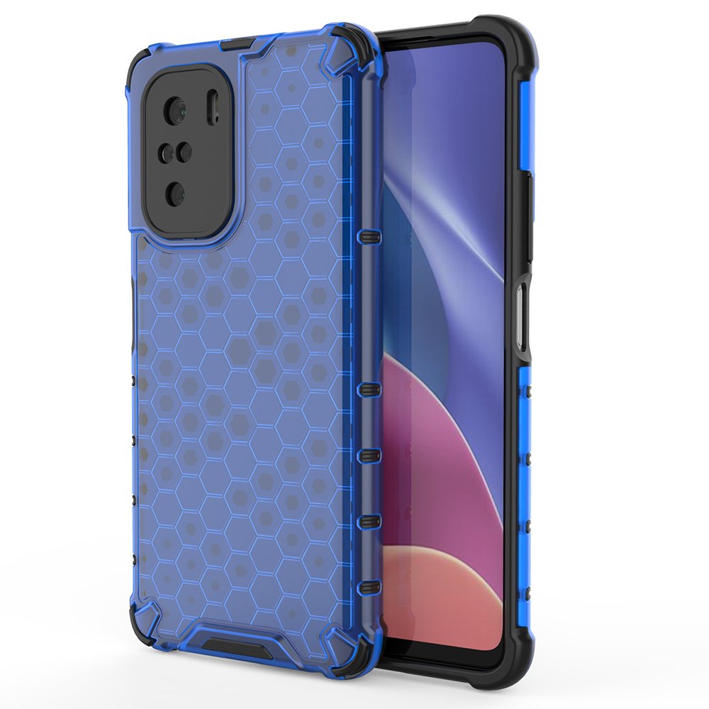 Honeycomb Case pansercover med TPU-kofanger til Xiaomi Redmi K40 Pro+ / K40 Pro / K40 / Poco F3 blå