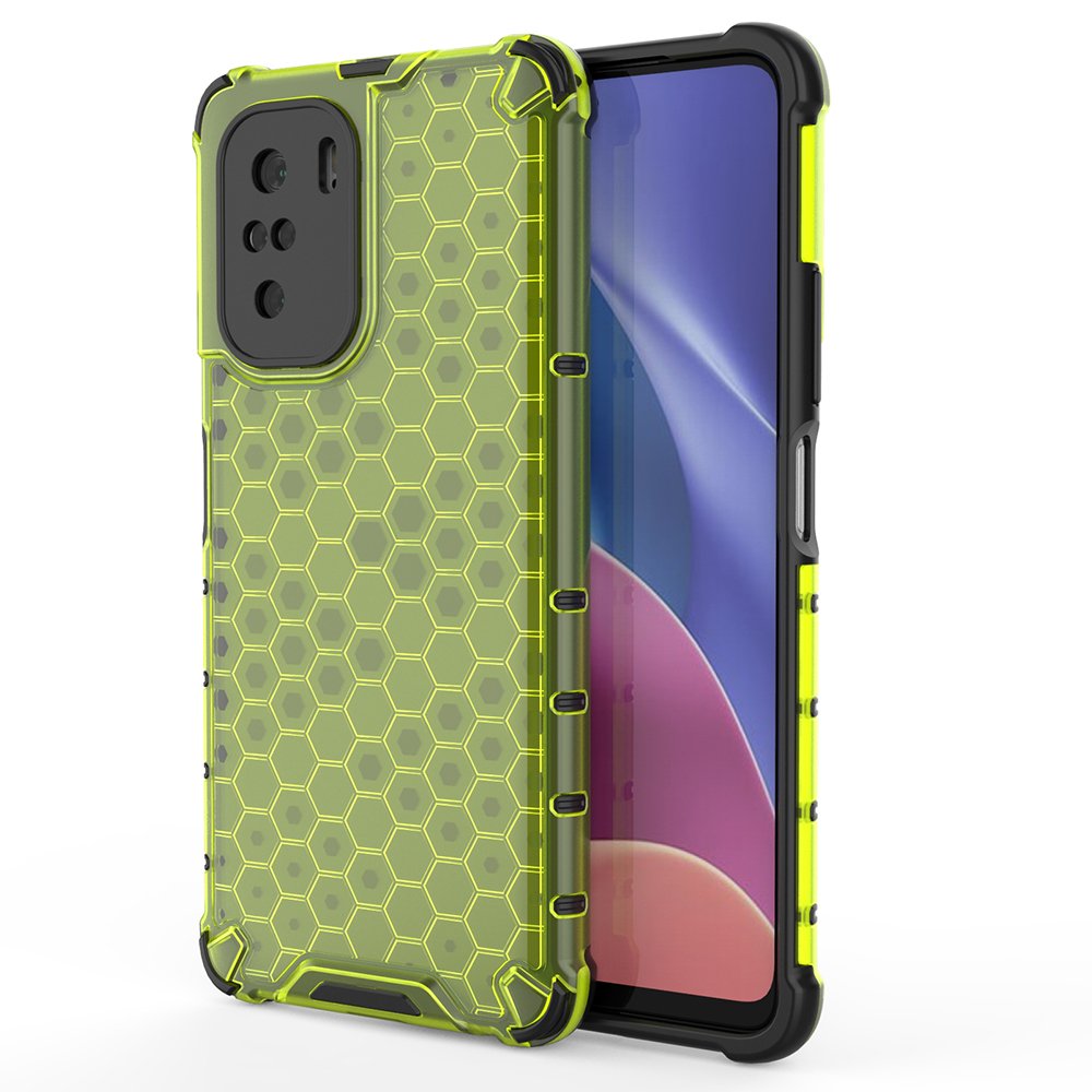 Honeycomb Case pansercover med TPU-kofanger til Xiaomi Redmi K40 Pro+ / K40 Pro / K40 / Poco F3 grøn