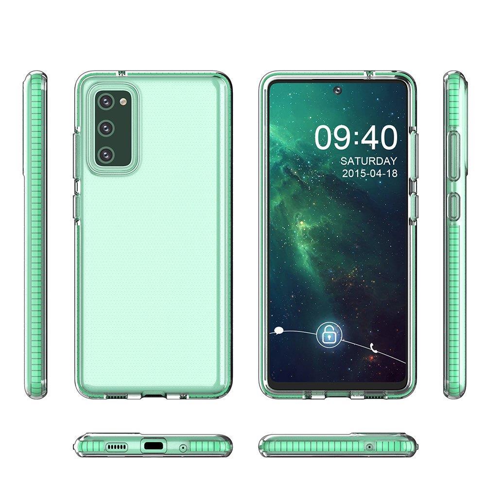 Spring Case klart TPU gel beskyttelsescover med farverig ramme til Samsung Galaxy A02s EU light pink