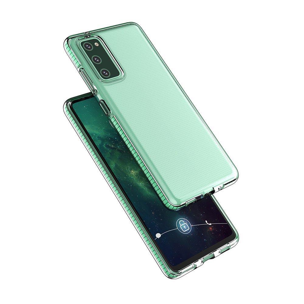 Spring Case klar TPU gel beskyttende cover med farverig ramme til Samsung Galaxy A72 4G gul