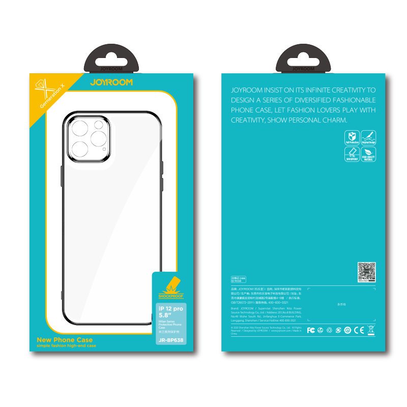 Joyroom New Beauty Series ultratyndt etui med galvaniseret ramme til iPhone 12 Pro sort (JR-BP743)