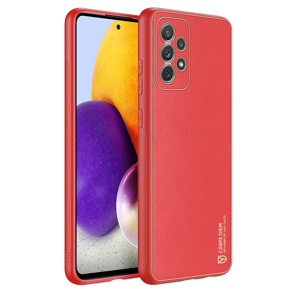 Dux Ducis Yolo elegant etui lavet af blødt TPU og PU-læder til Samsung Galaxy A72 4G rød