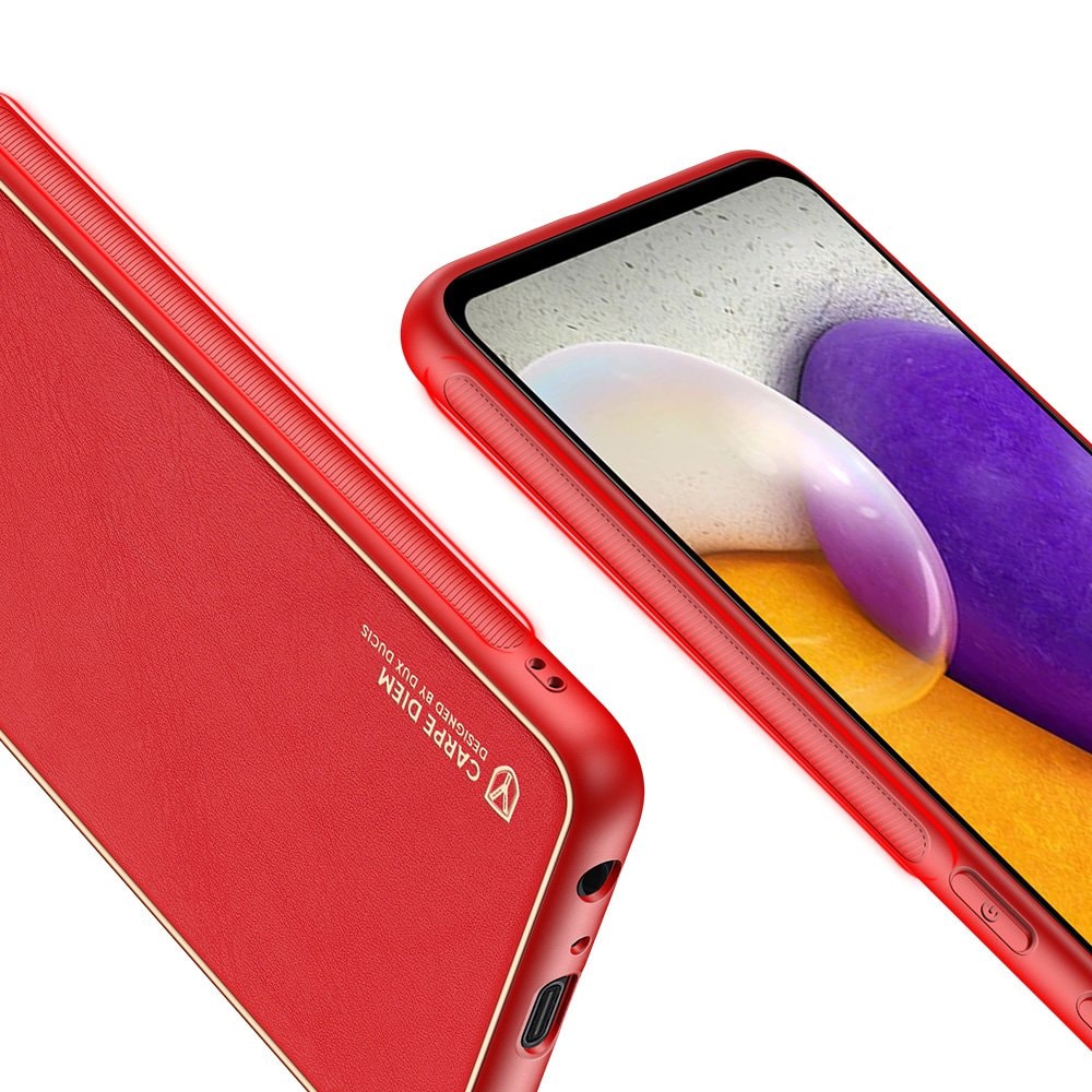Dux Ducis Yolo elegant etui lavet af blødt TPU og PU-læder til Samsung Galaxy A72 4G rød