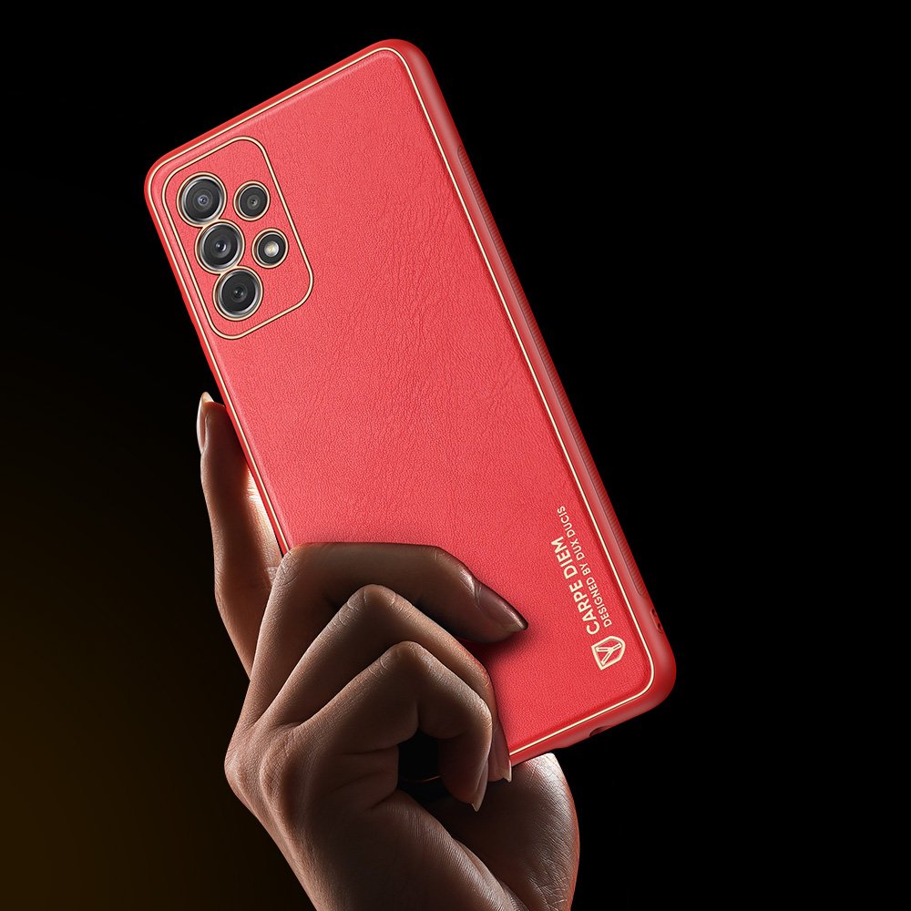 Dux Ducis Yolo elegant etui lavet af blødt TPU og PU-læder til Samsung Galaxy A72 4G rød