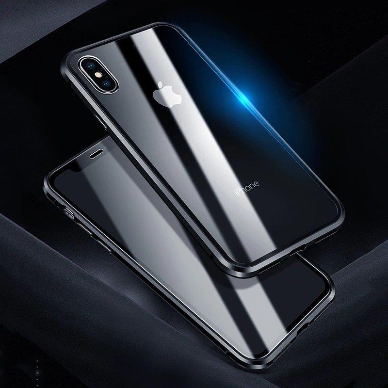 Wozinsky Full Magnetic Case Full Body Cover with Glass for Samsung Galaxy A72 4G Black-Transparent