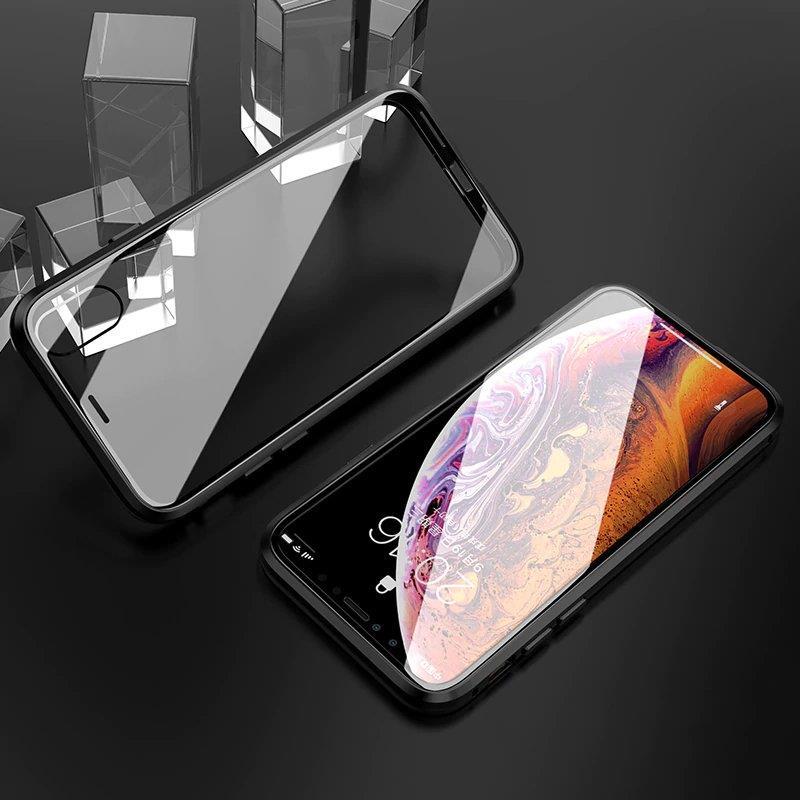 Wozinsky Full Magnetic Case Full Body Cover with Glass for Samsung Galaxy A72 4G Black-Transparent