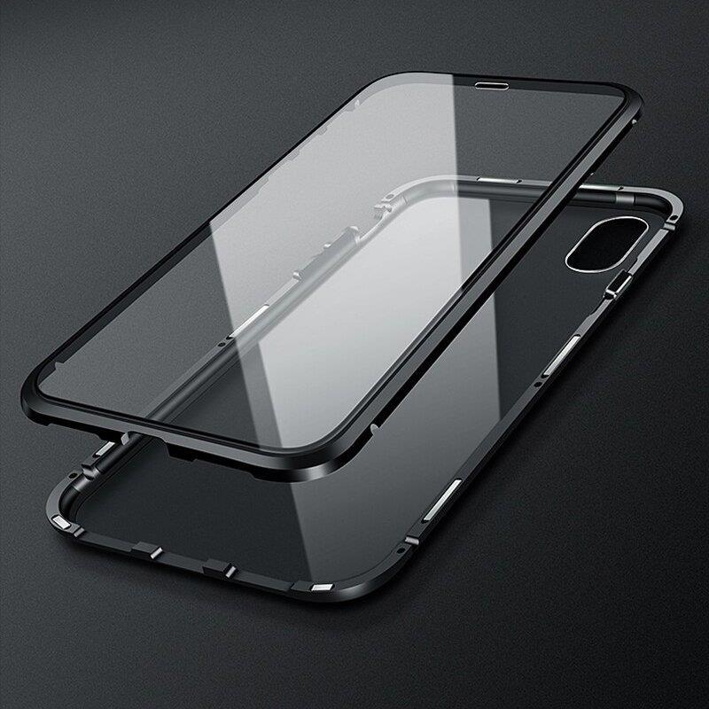 Wozinsky Full Magnetic Case Full Body Cover with Glass for Samsung Galaxy A72 4G Black-Transparent