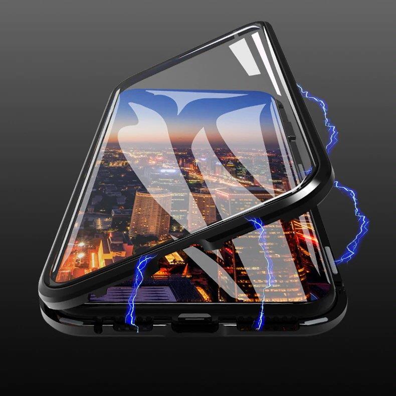 Wozinsky Full Magnetic Case Full Body Cover with Glass for Samsung Galaxy A72 4G Black-Transparent