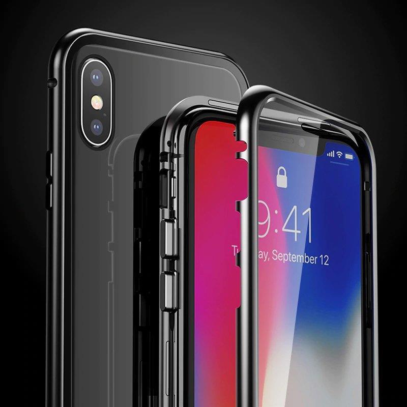 Wozinsky Full Magnetic Case Full Body Cover with Glass for Samsung Galaxy A72 4G Black-Transparent