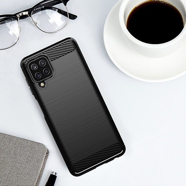 Carbon Case Flexible Cover TPU Case til Samsung Galaxy A22 4G sort
