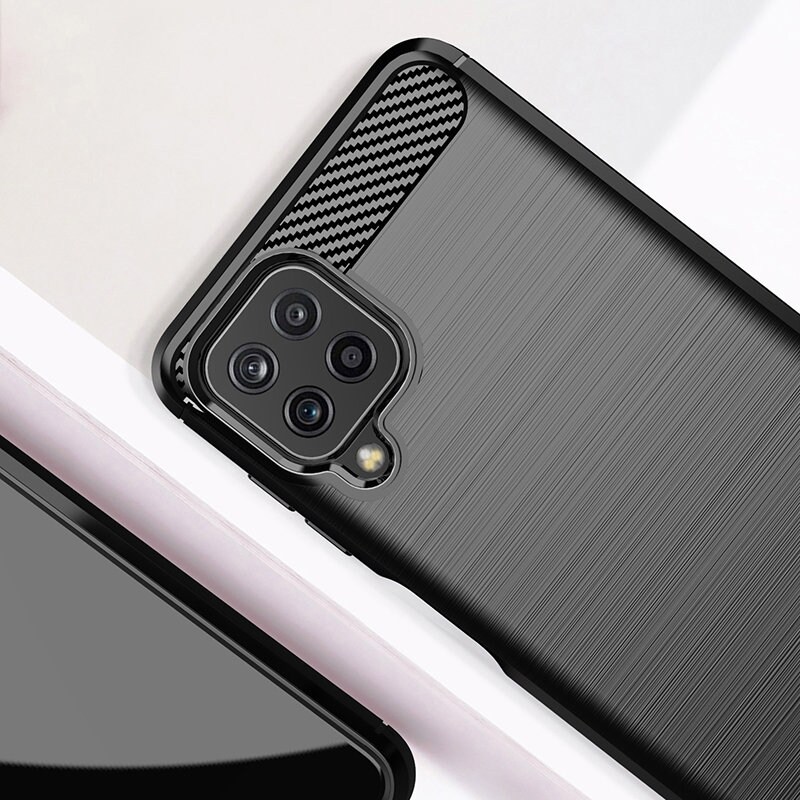 Carbon Case Flexible Cover TPU Case til Samsung Galaxy A22 4G sort
