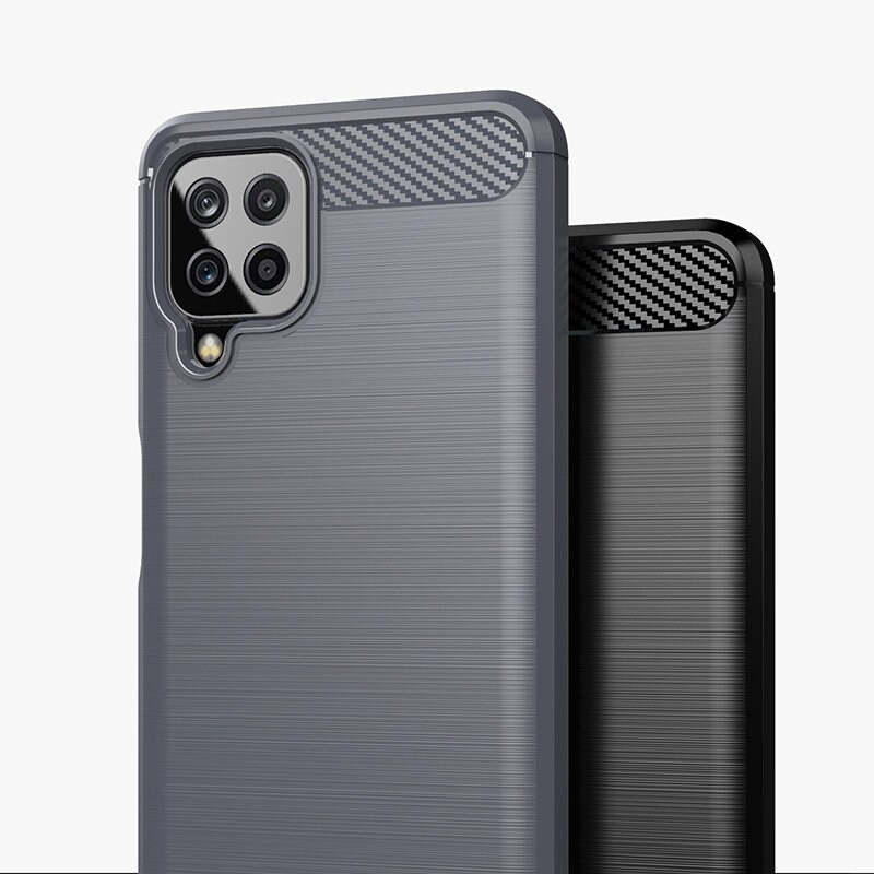 Carbon Case Flexible Cover TPU Case til Samsung Galaxy A22 4G sort