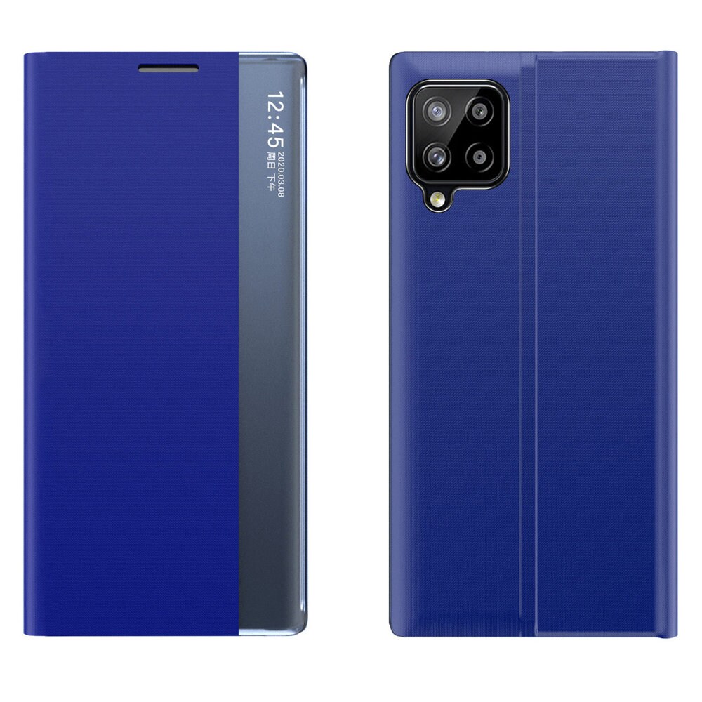 Sleep Case Bookcase Type Case med smart vindue til Samsung Galaxy A22 4G blå