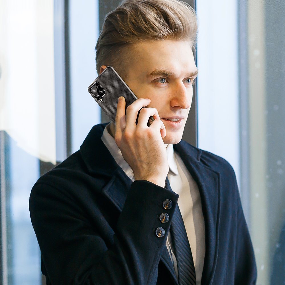 Dux Ducis Fino etui dækket med nylonmateriale til Samsung Galaxy A22 4G sort