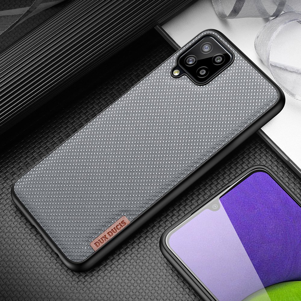 Dux Ducis Fino etui dækket med nylonmateriale til Samsung Galaxy A22 4G grå