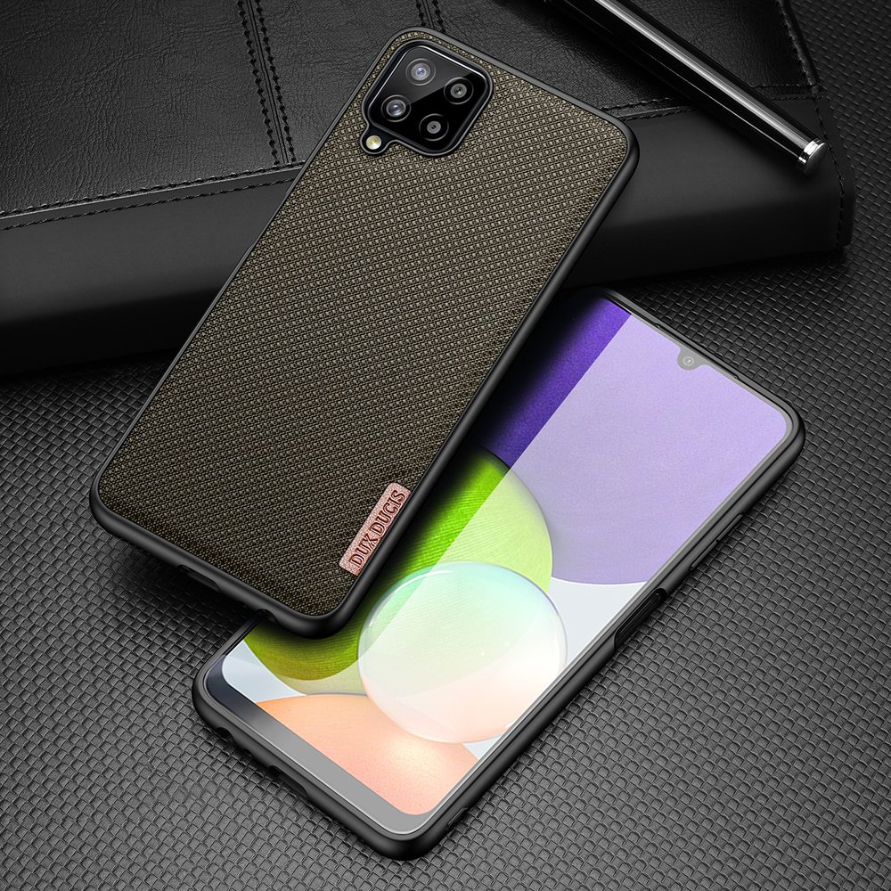 Dux Ducis Fino etui dækket med nylonmateriale til Samsung Galaxy A22 4G grøn