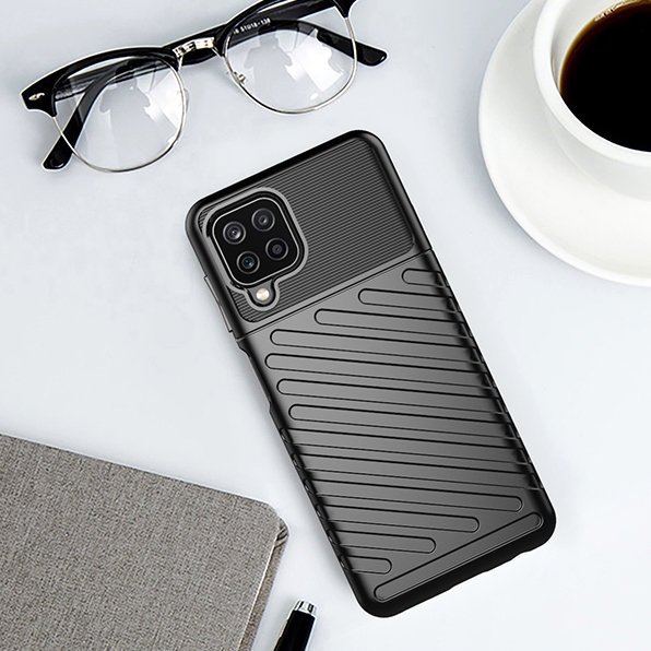 Thunder Case Flexible Tough Rugged Cover TPU Case til Samsung Galaxy A22 4G sort