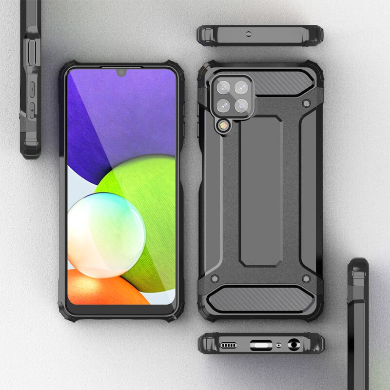 Hybrid Armor Case Tough Rugged Cover til Samsung Galaxy A22 4G golden