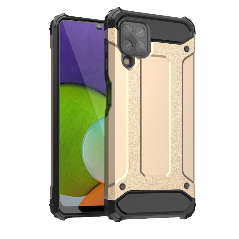 Hybrid Armor Case Tough Rugged Cover til Samsung Galaxy A22 4G golden