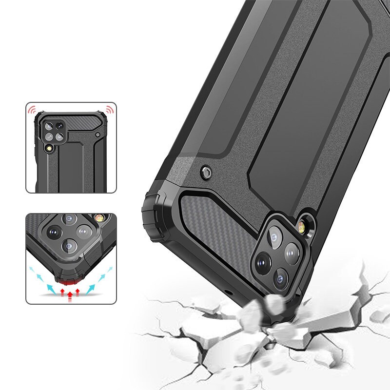 Hybrid Armor Case Tough Rugged Cover til Samsung Galaxy A22 4G sølv