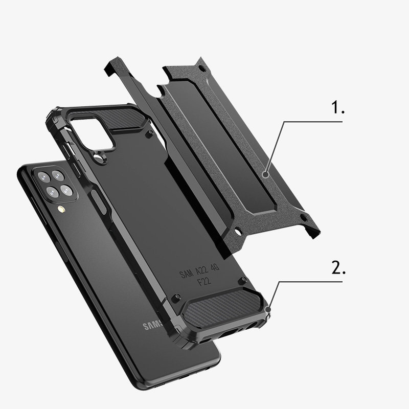 Hybrid Armor Case Tough Rugged Cover til Samsung Galaxy A22 4G sølv