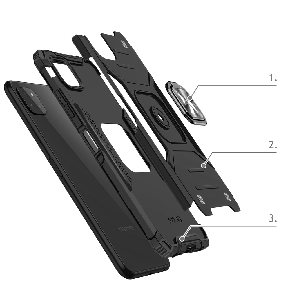 Wozinsky Ring Armor Case Kickstand Tough Rugged Cover til Samsung Galaxy A22 4G blå