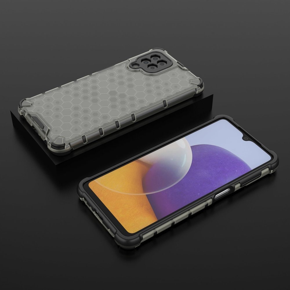 Honeycomb Case panser cover med TPU Bumper til Samsung Galaxy A22 4G sort