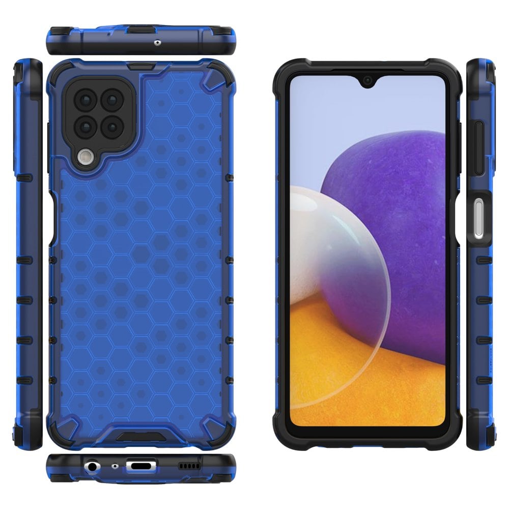 Honeycomb Case panser cover med TPU Bumper til Samsung Galaxy A22 4G blå