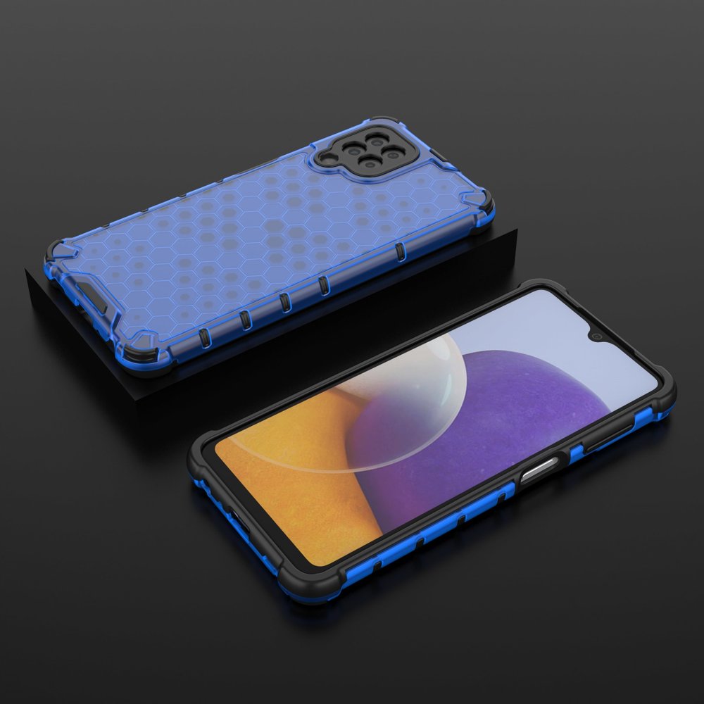 Honeycomb Case panser cover med TPU Bumper til Samsung Galaxy A22 4G blå