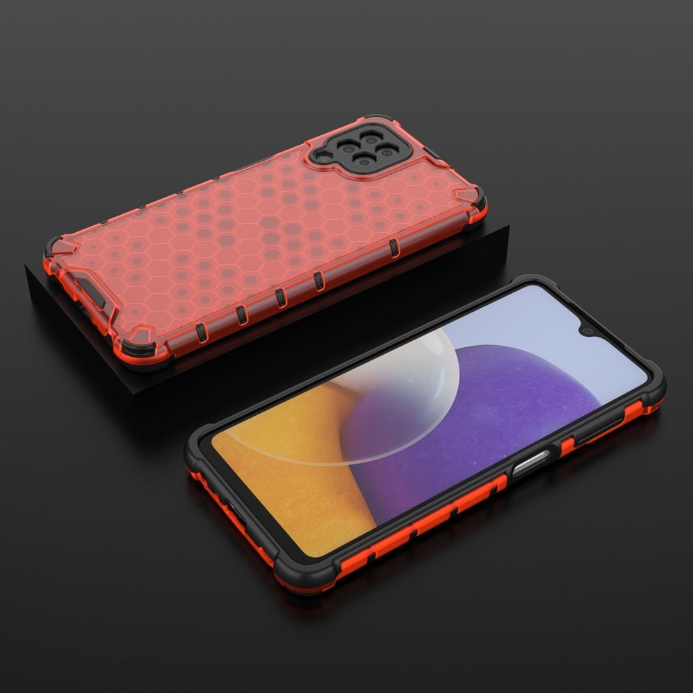 Honeycomb Case panser cover med TPU Bumper til Samsung Galaxy A22 4G rød