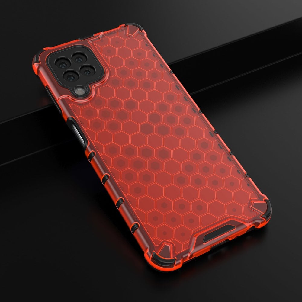 Honeycomb Case panser cover med TPU Bumper til Samsung Galaxy A22 4G rød
