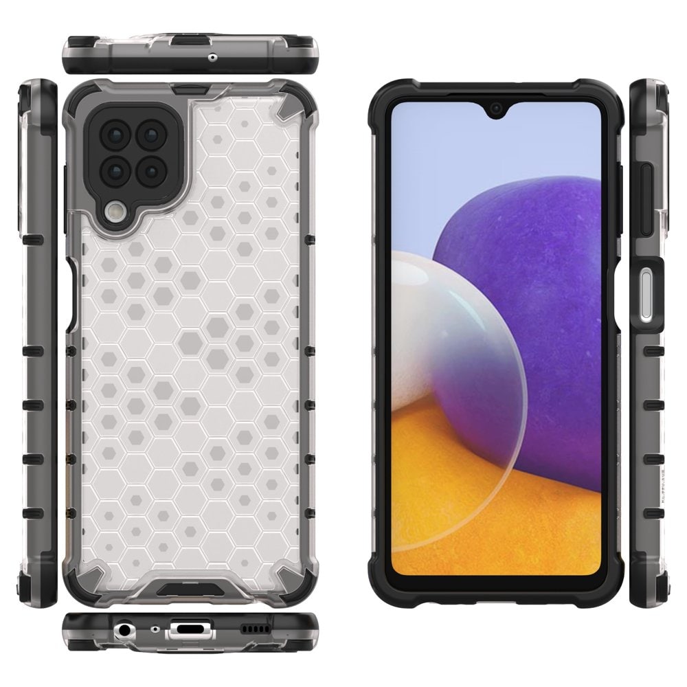 Honeycomb Case panser cover med TPU Bumper til Samsung Galaxy A22 4G transparent