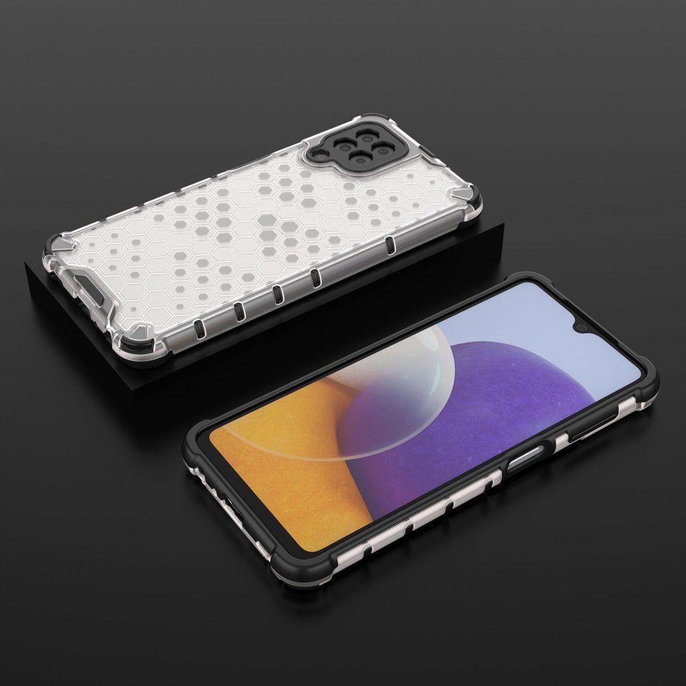 Honeycomb Case panser cover med TPU Bumper til Samsung Galaxy A22 4G transparent