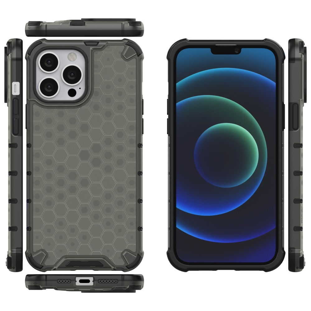 Honeycomb Case panser cover med TPU Bumper til iPhone 13 Pro Max sort